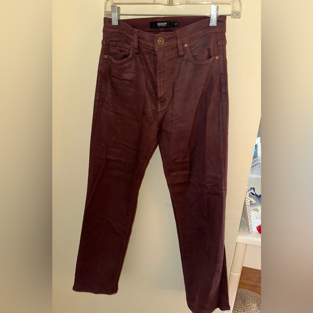 Burgundy waxed Hudson jeans